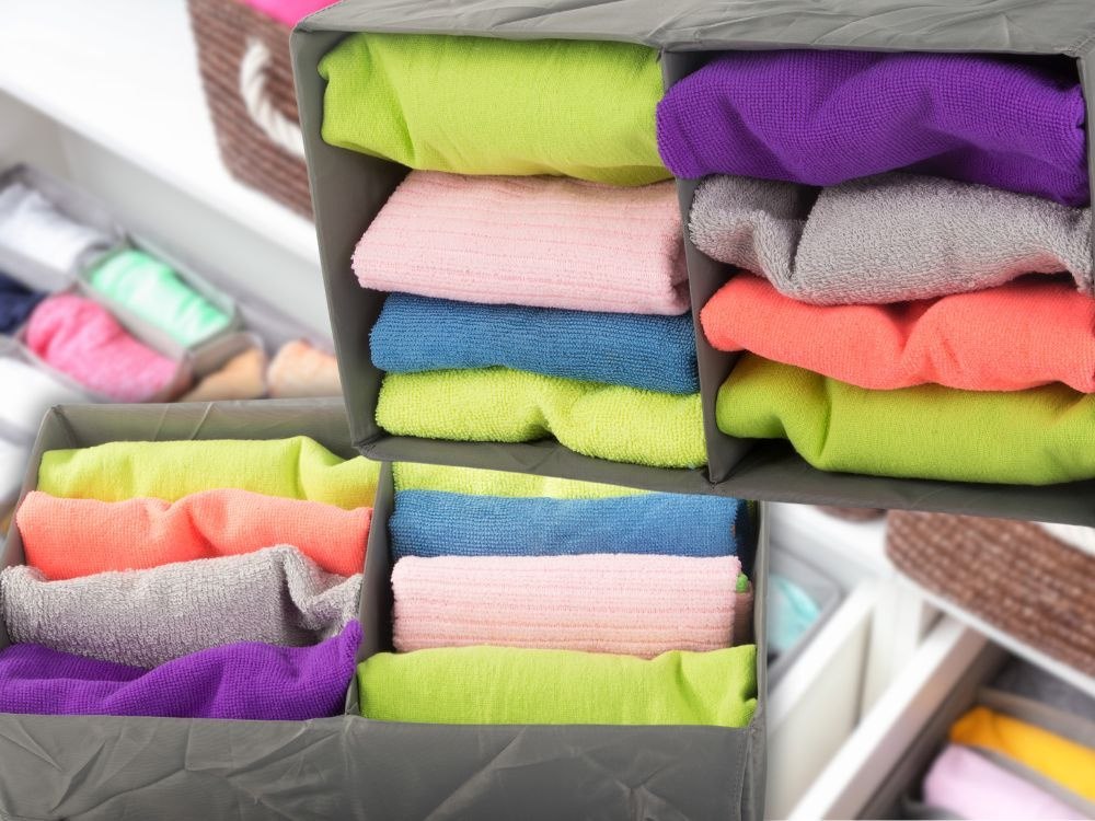 ORGANIZER DO SZUFLADY SZAFY NA BIELIZNE SKARPETKI UBRANIA Z PRZEGRODĄ SZARE